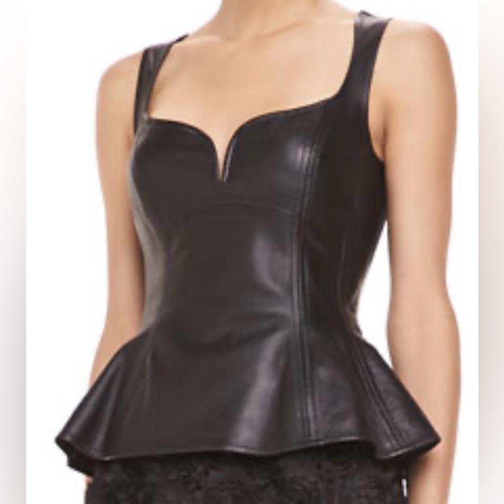 NWOT Nanette LePore Leather Bustier Peplum Top